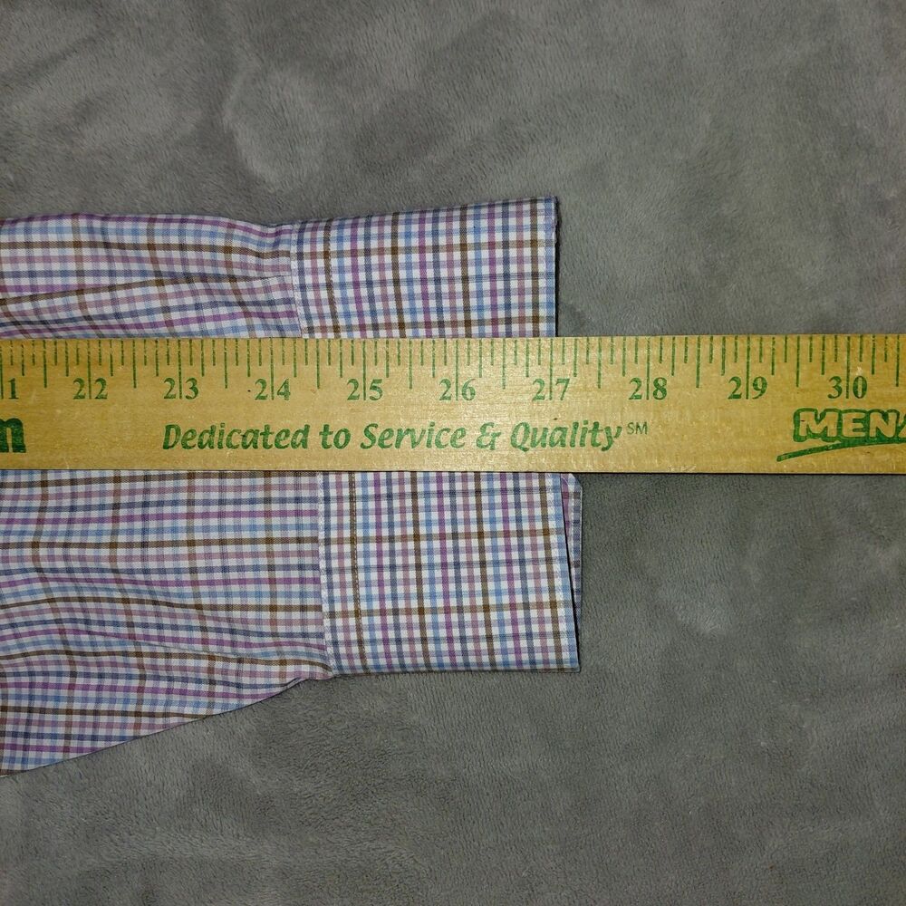 Peter Millar Button Up Shirt Mens 2XL Blue Pink Plaid Long Sleeve Classic Fit - Picture 11 of 12